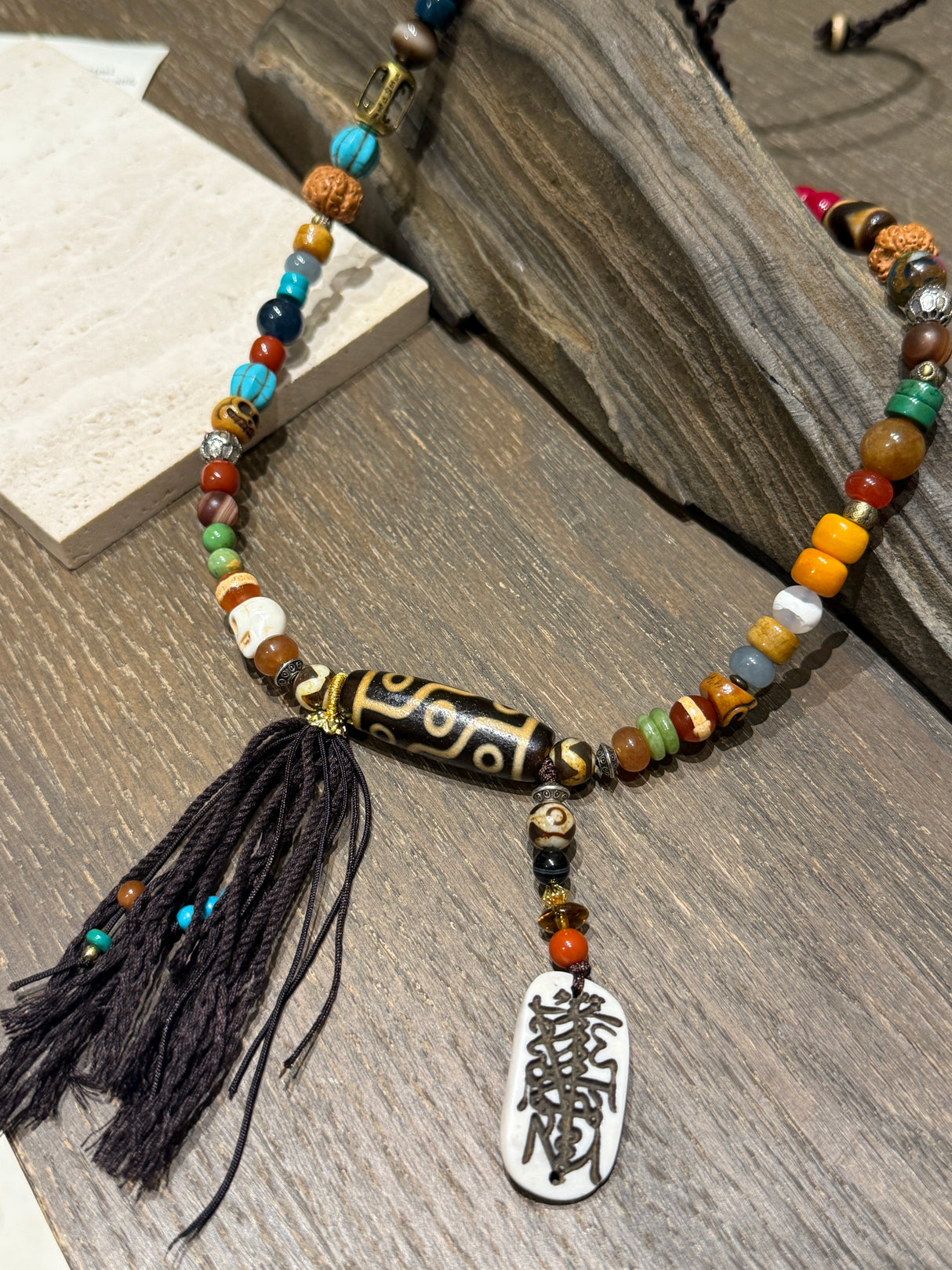 Tibetan - Style Multi - Material Beaded Necklace