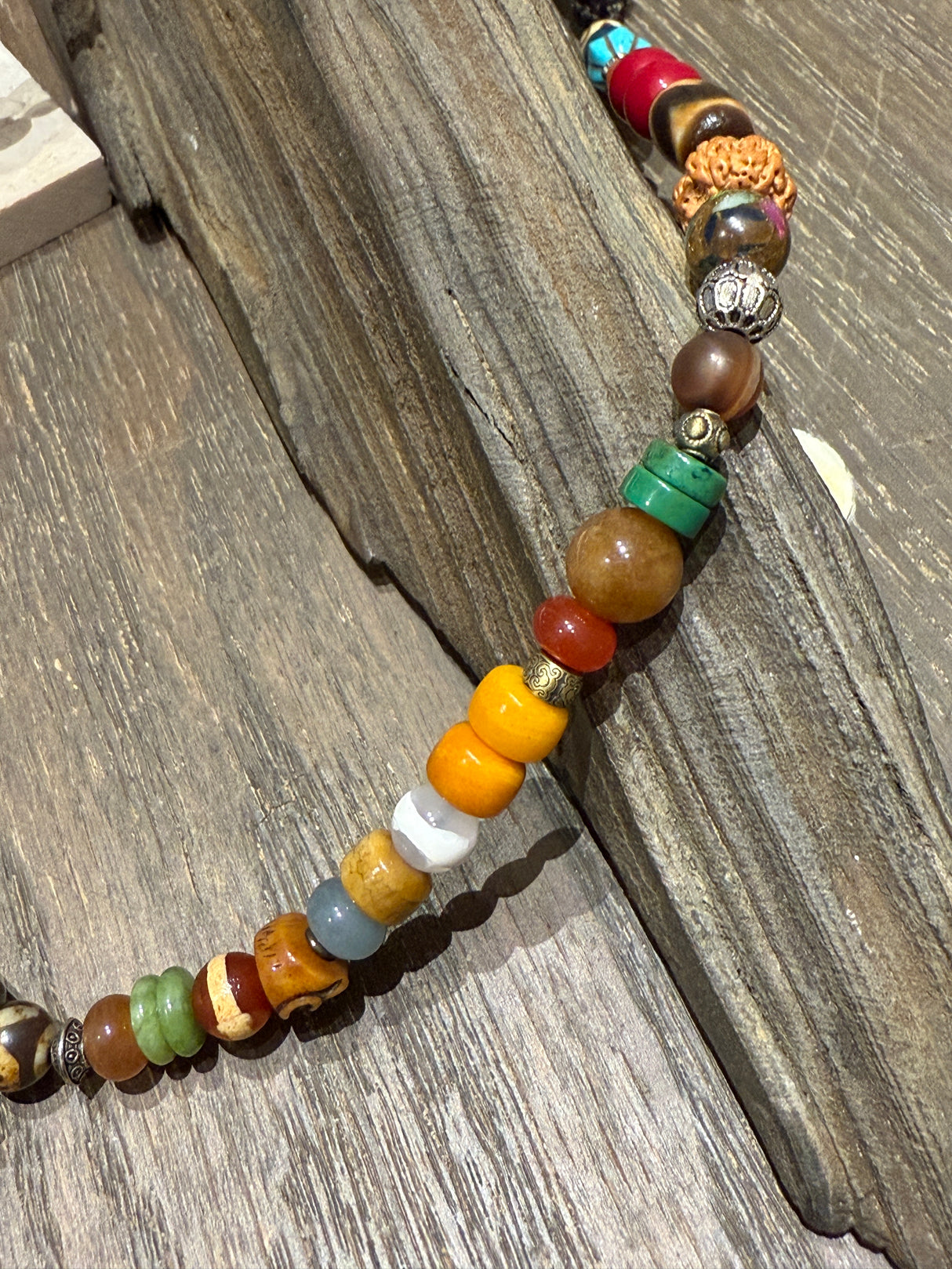 Tibetan - Style Multi - Material Beaded Necklace