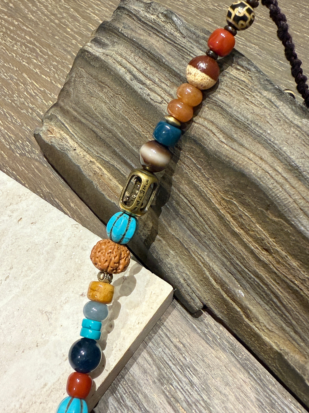 Tibetan - Style Multi - Material Beaded Necklace