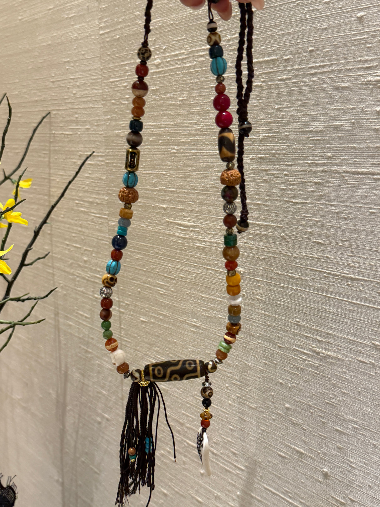 Tibetan - Style Multi - Material Beaded Necklace