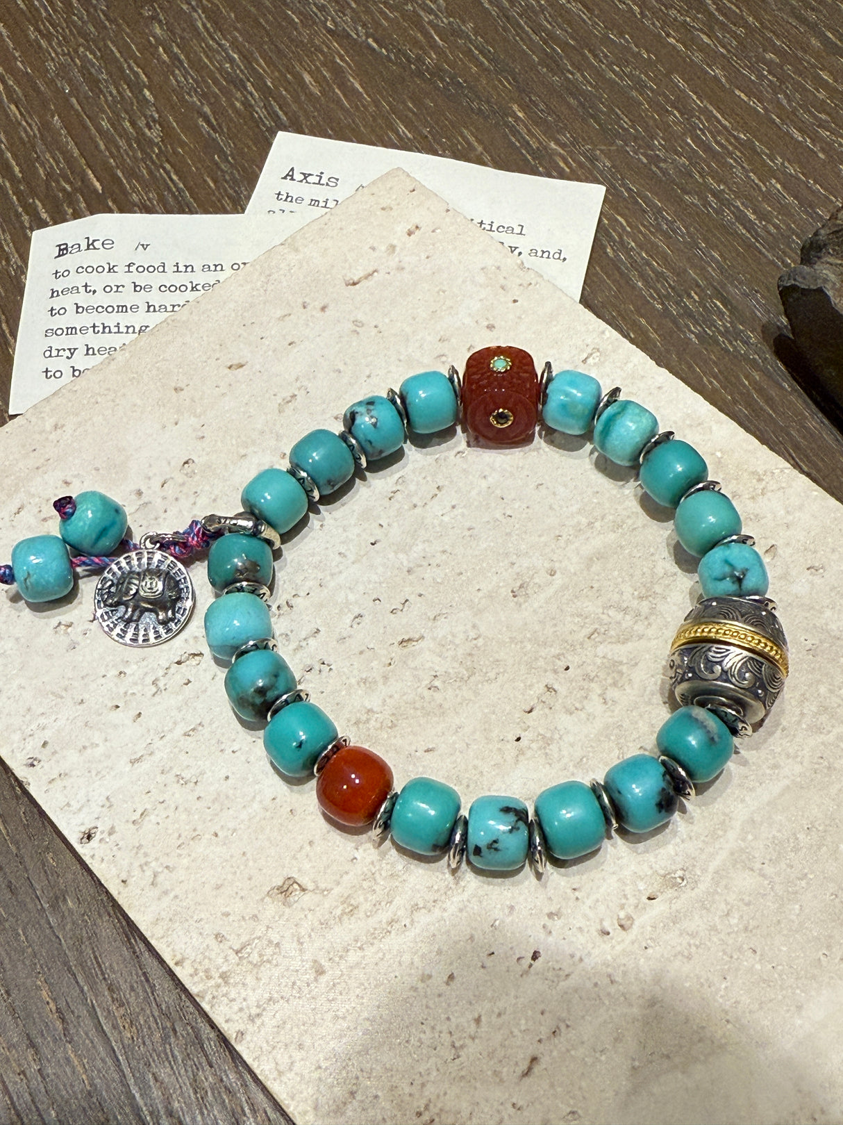 Wisdom&Auspiciousness—Elephant - Inspired Turquoise Charm Bracelet