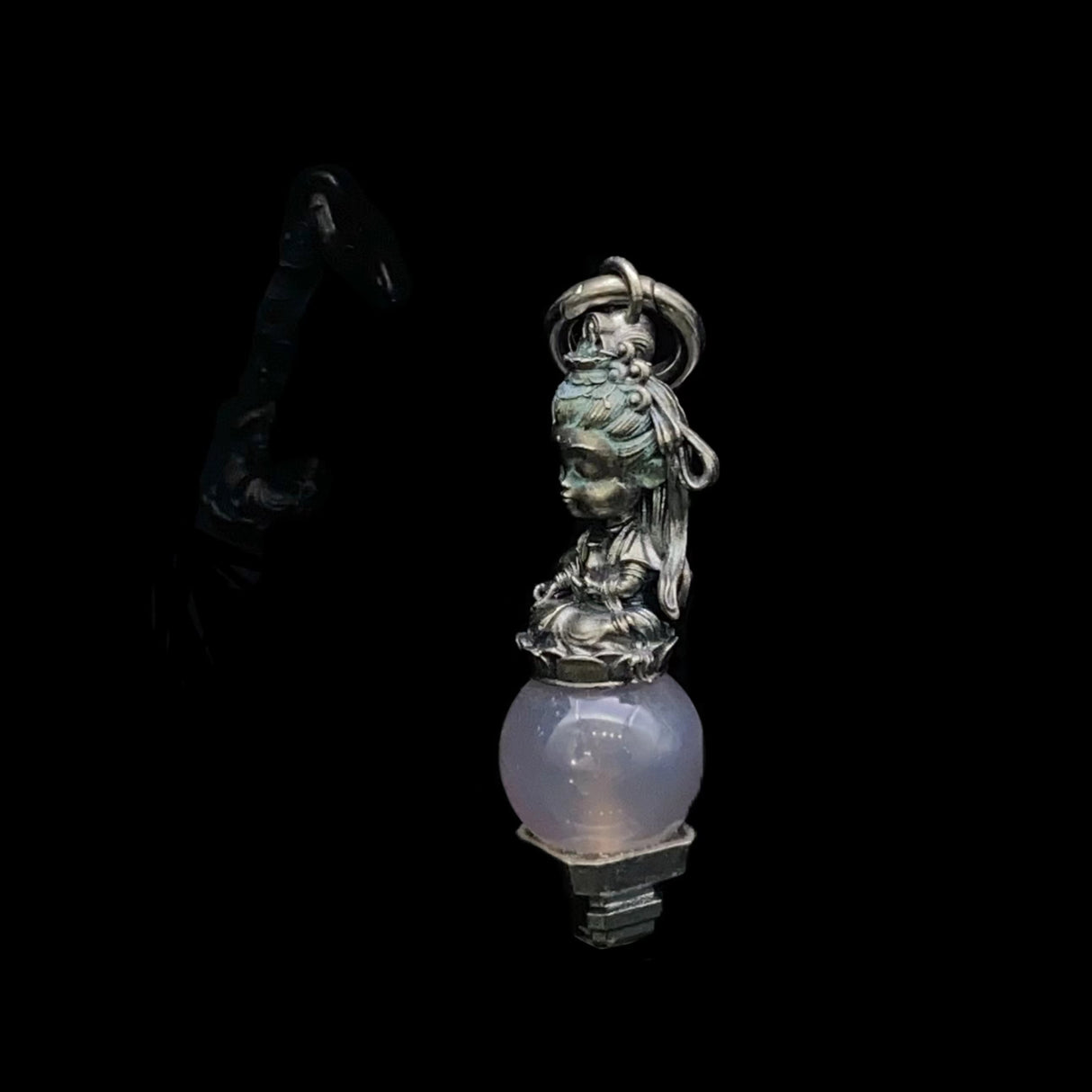 Cute Guanyin Pendant Necklace with Chalcedony Bead