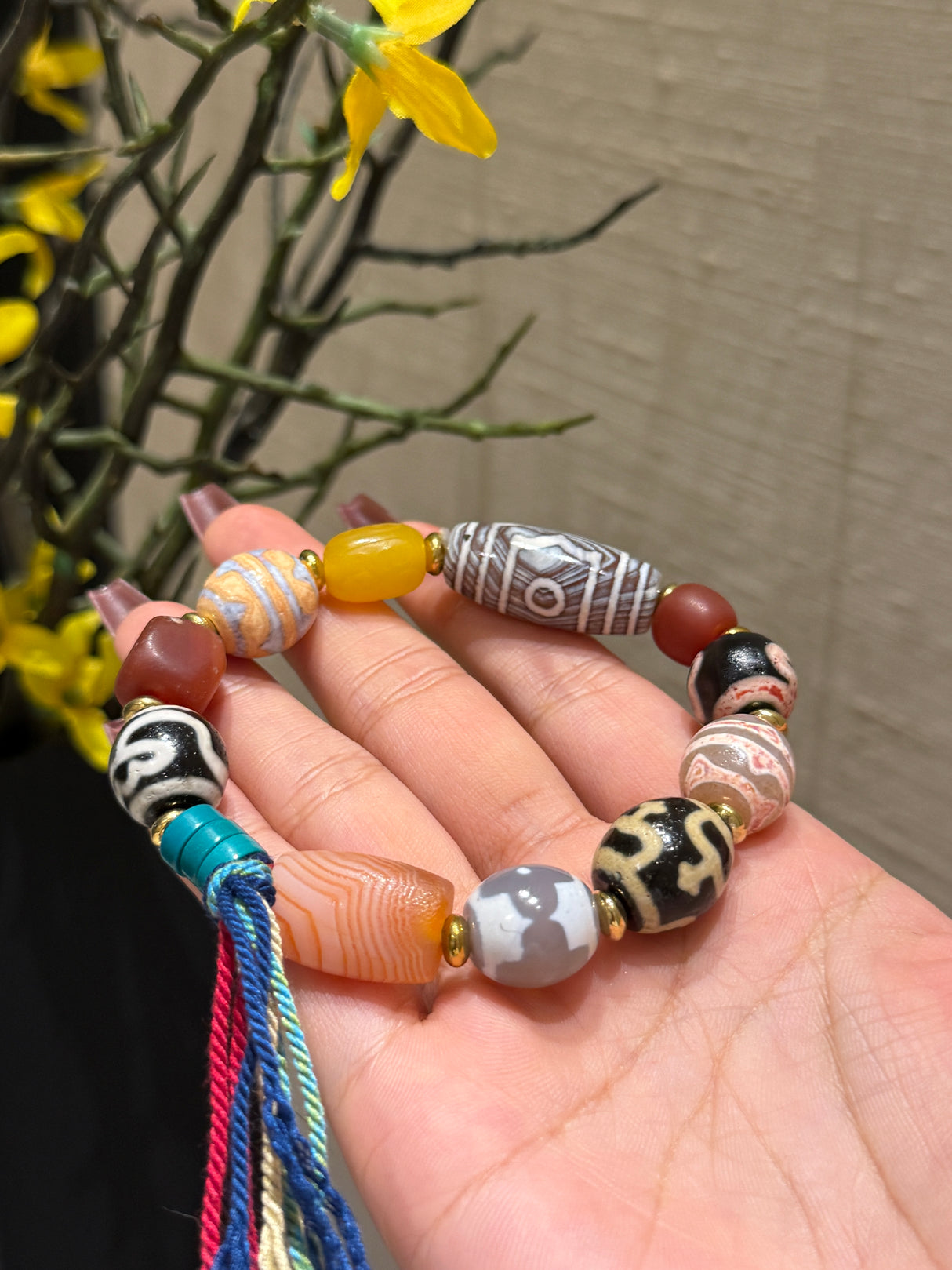 Vintage Agate Tassel Bracelet