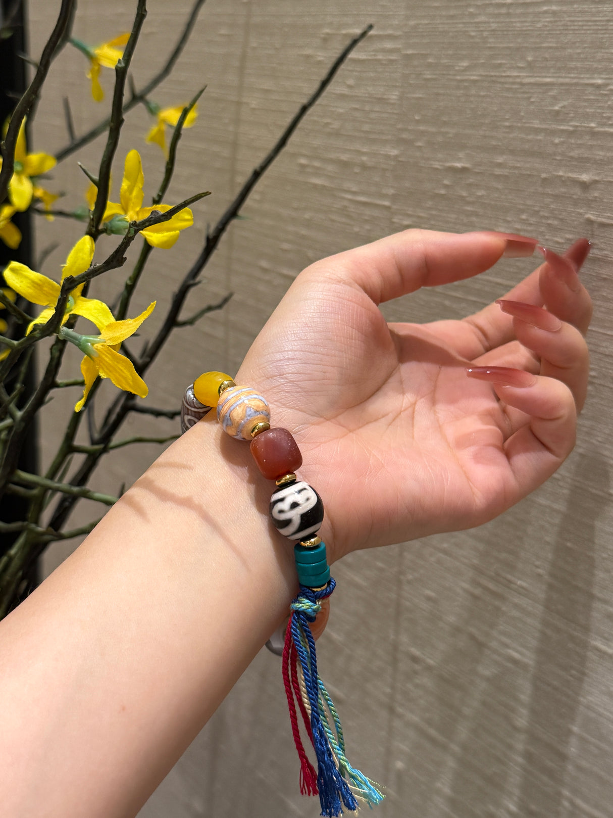 Vintage Agate Tassel Bracelet