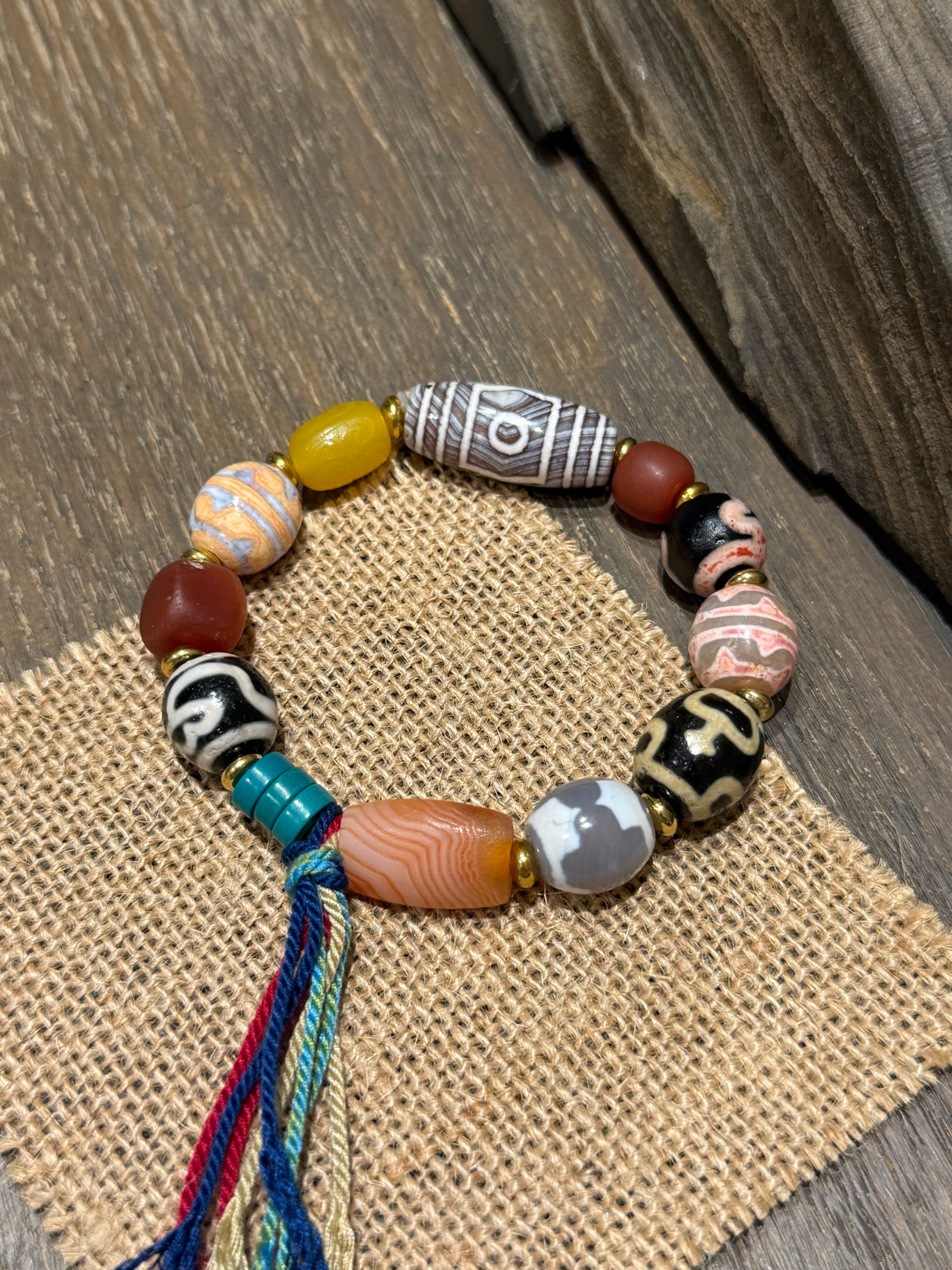 Vintage Agate Tassel Bracelet