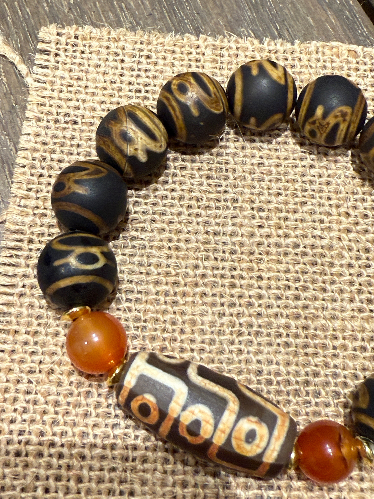 Tibetan Nine - Eye Dzi Bead Bracelet