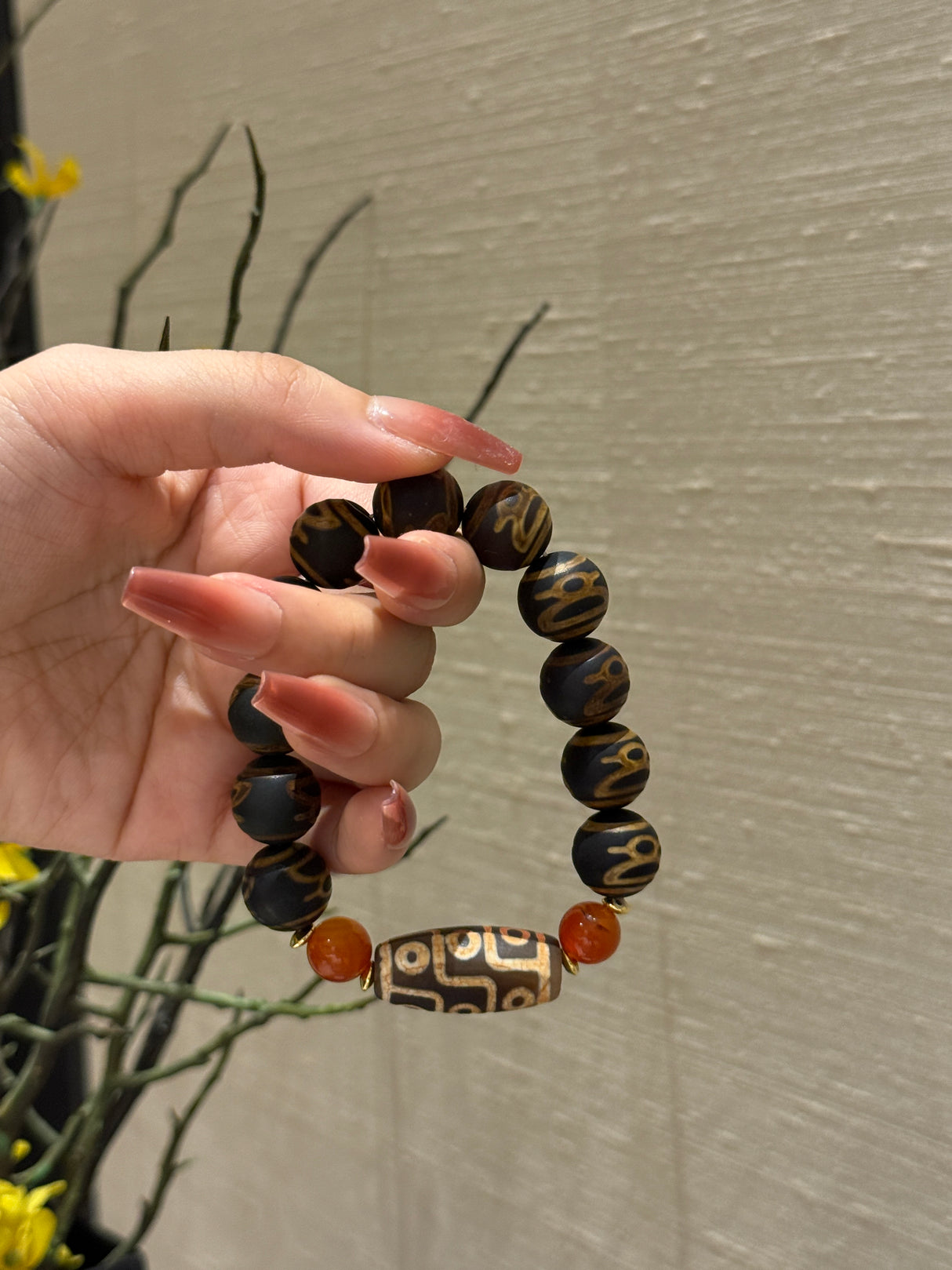 Tibetan Nine - Eye Dzi Bead Bracelet
