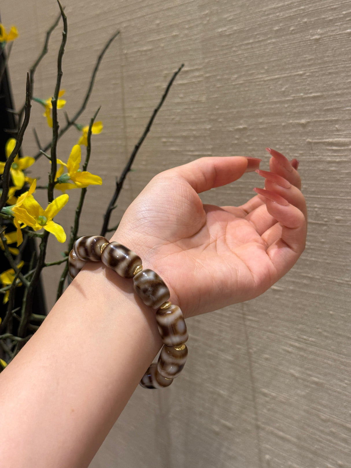 Tibetan - Style Agate Dzi - Inspired Bracelet