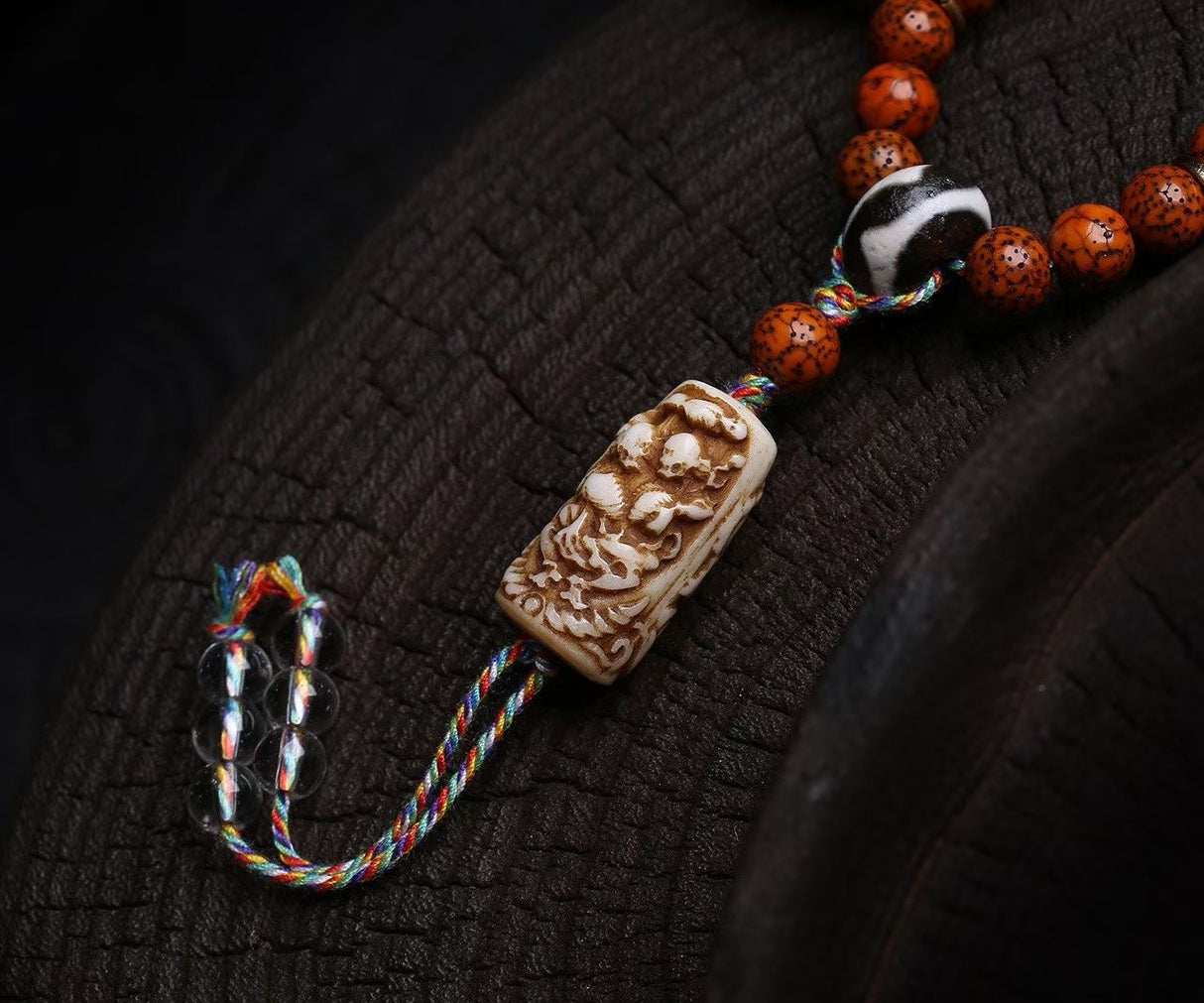 Ancient MoonStars Bodhi Mala with Dzi & Bovine Bone Accents