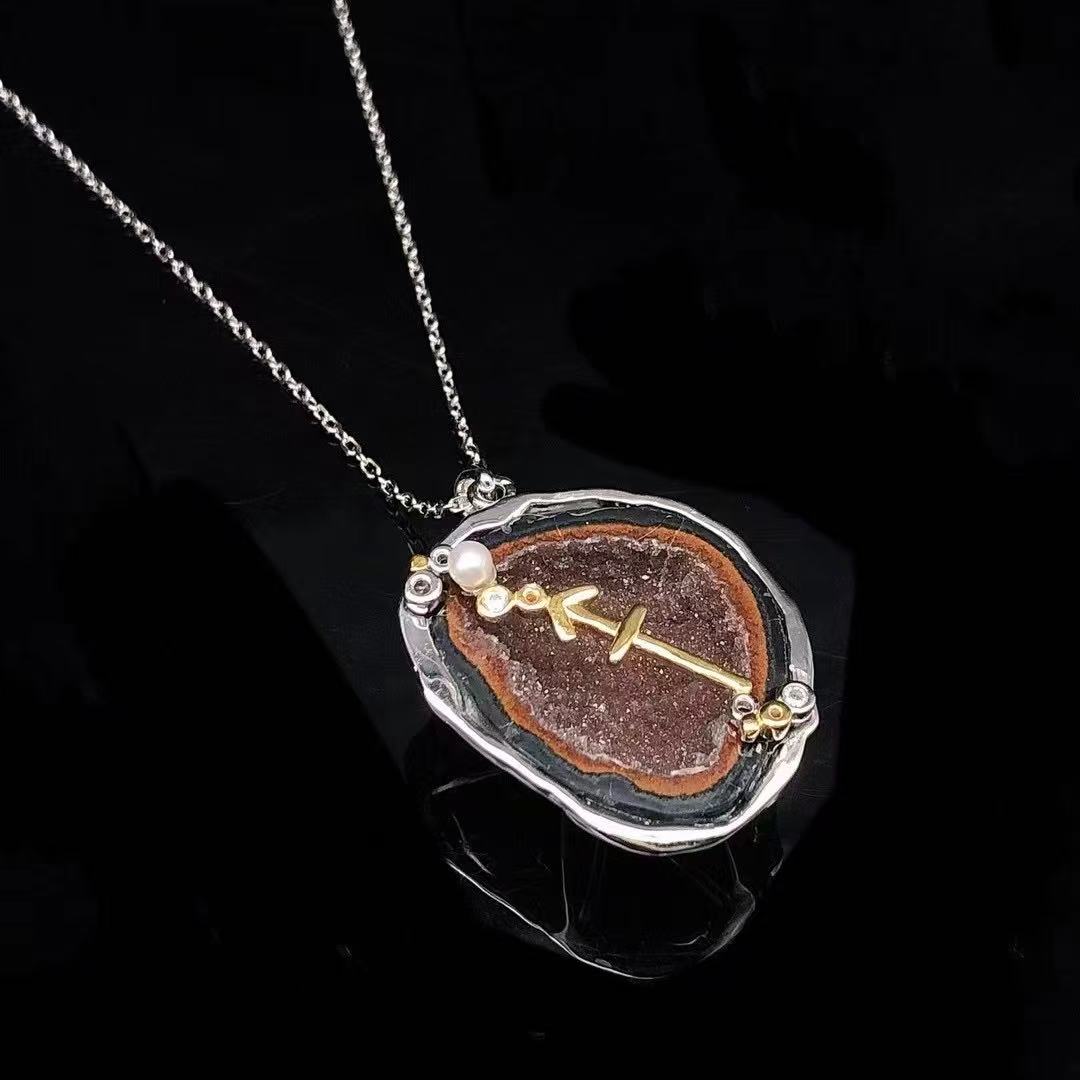 Red Druzy Zodiac Pendant Necklace – Handcrafted Birthstone Jewelry 12 Constellations & Sterling Silver Accents