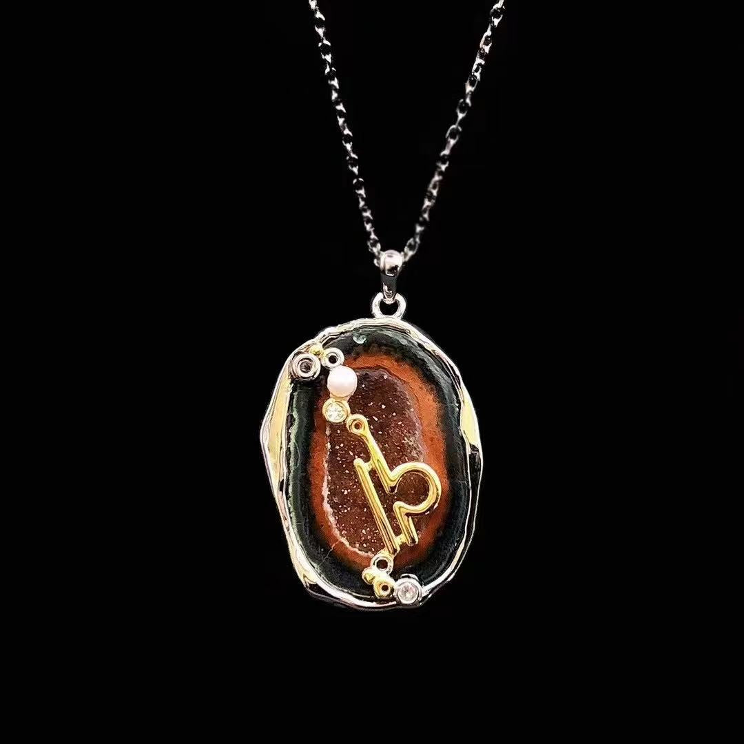 Red Druzy Zodiac Pendant Necklace – Handcrafted Birthstone Jewelry 12 Constellations & Sterling Silver Accents