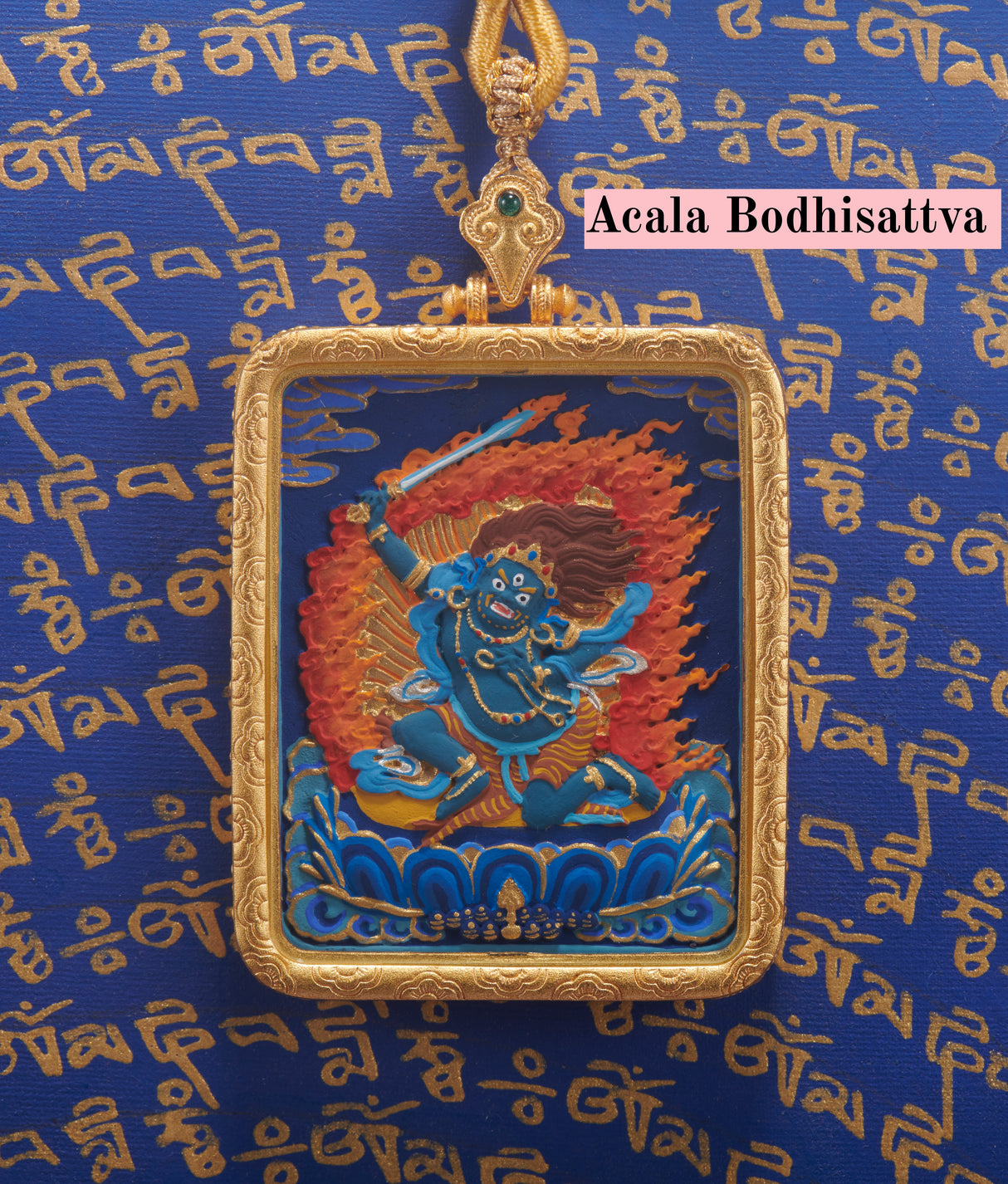 Brass Tibetan Treasure 'Three Lifetimes' Rectangular Tsa-Tsa Blue Thangka Collection
