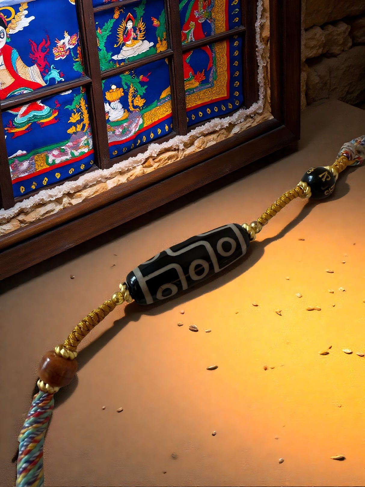 Tibetan Dzi Bead Necklace with Interchangeable Pendants, Natural Agate Chalcedony from Qinghai - Tibet Plateau, Hand - painted Totems, Tibetan - style Good Luck Amulet