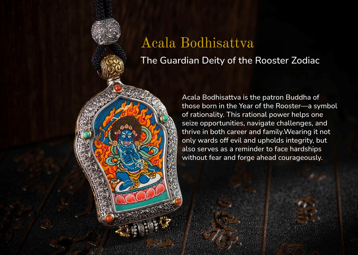 Hand-Painted Black and Gold Thangka