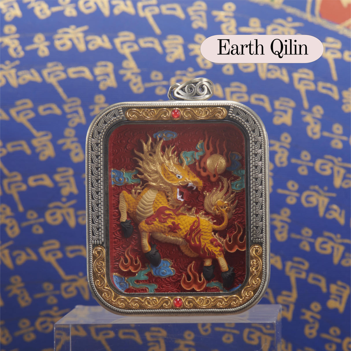 Gold-Silver Inlay Square Cinnabar Tsa Tsa Box