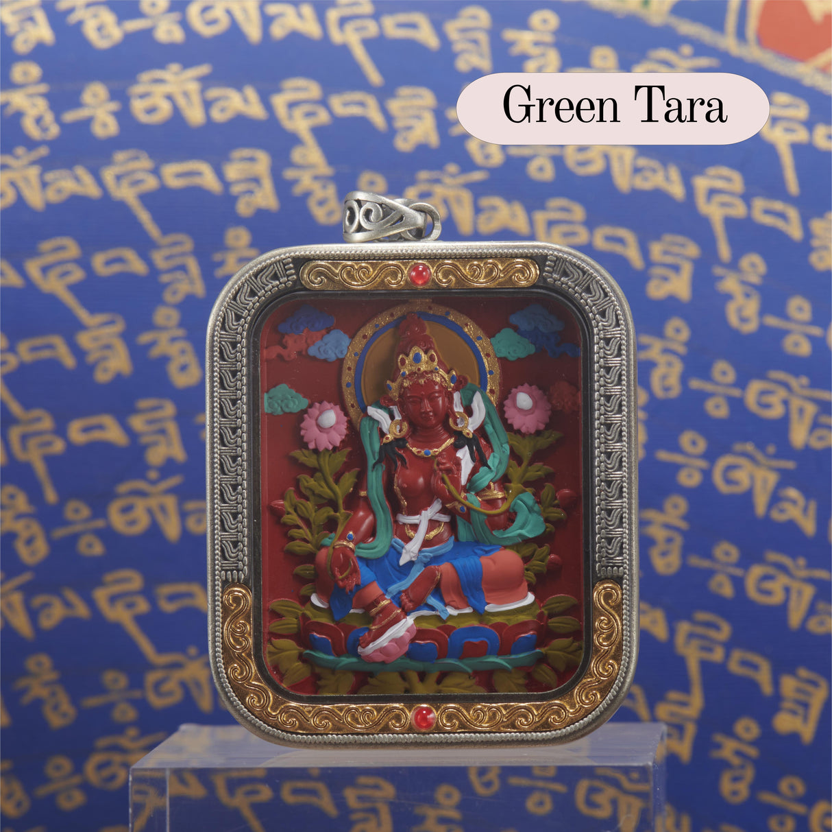 Gold-Silver Inlay Square Cinnabar Tsa Tsa Box