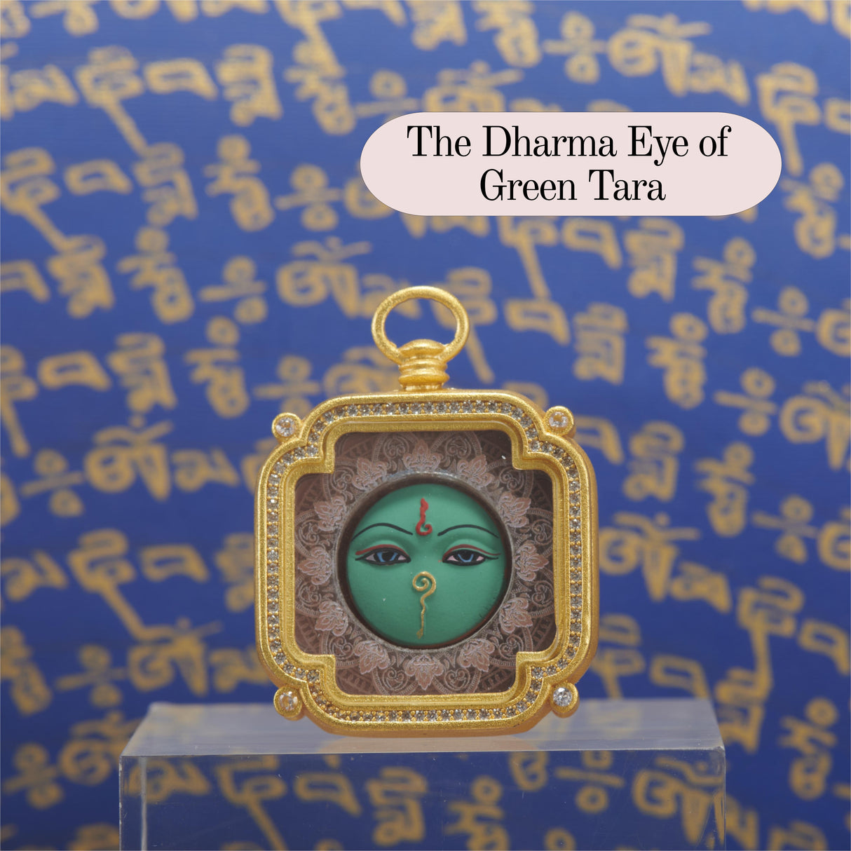 Brass Square Painted Tsa Tsa Pendant