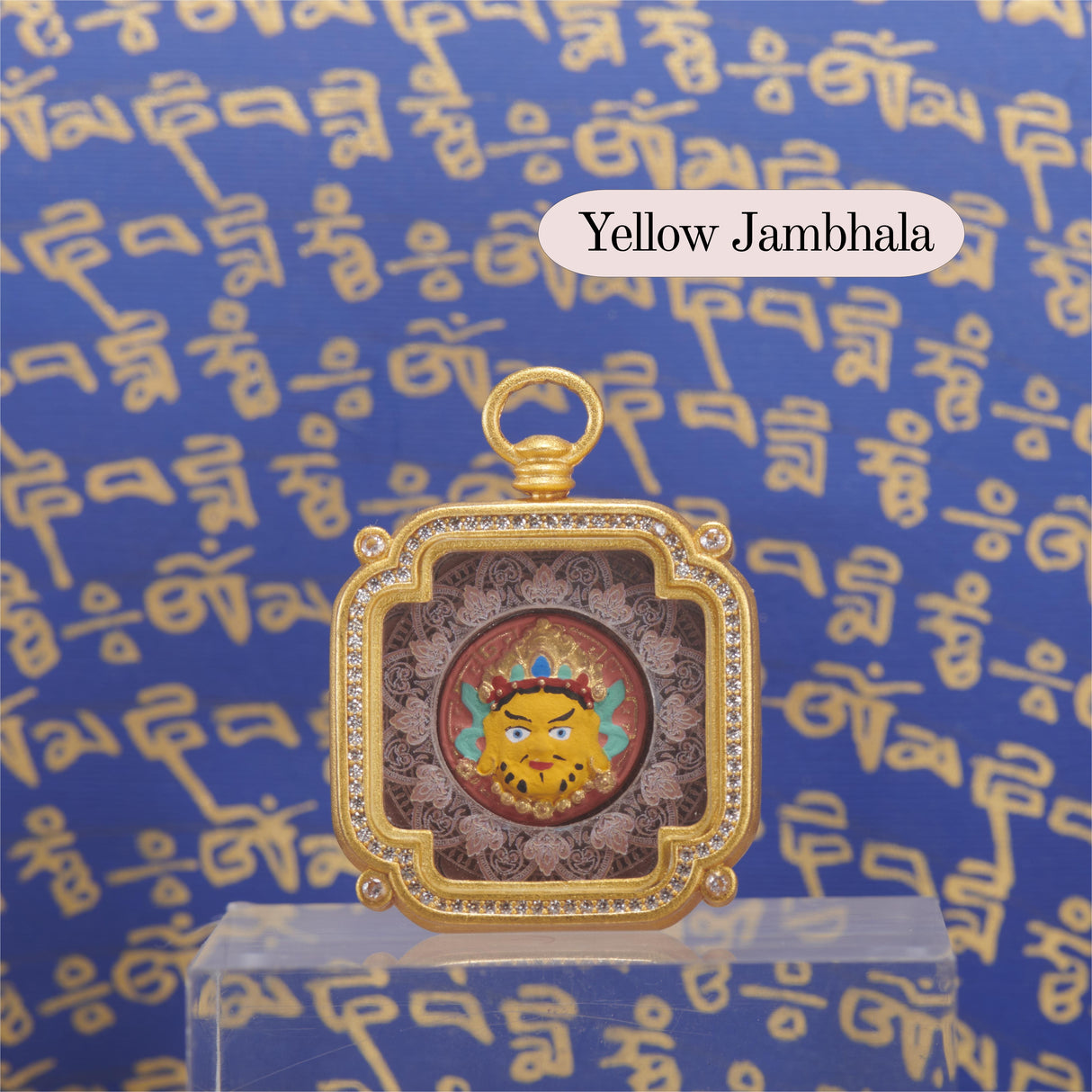 Brass Square Painted Tsa Tsa Pendant