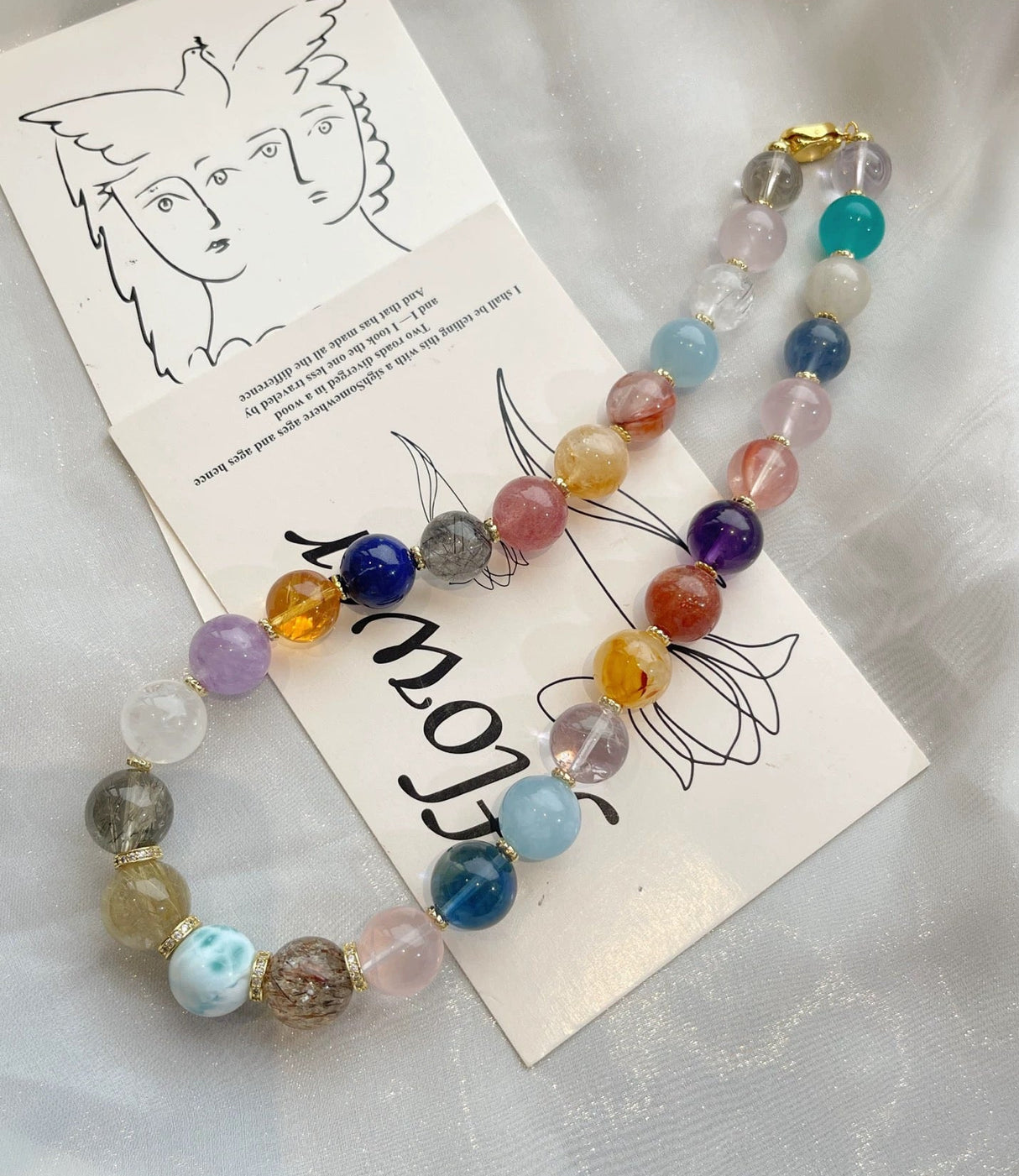 Multistone Energy Bracelet – Natural Crystal Healing Jewelry 20 unique gemstone