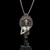 Zen - Styled Buddha Pendant Necklace with Openwork Halo