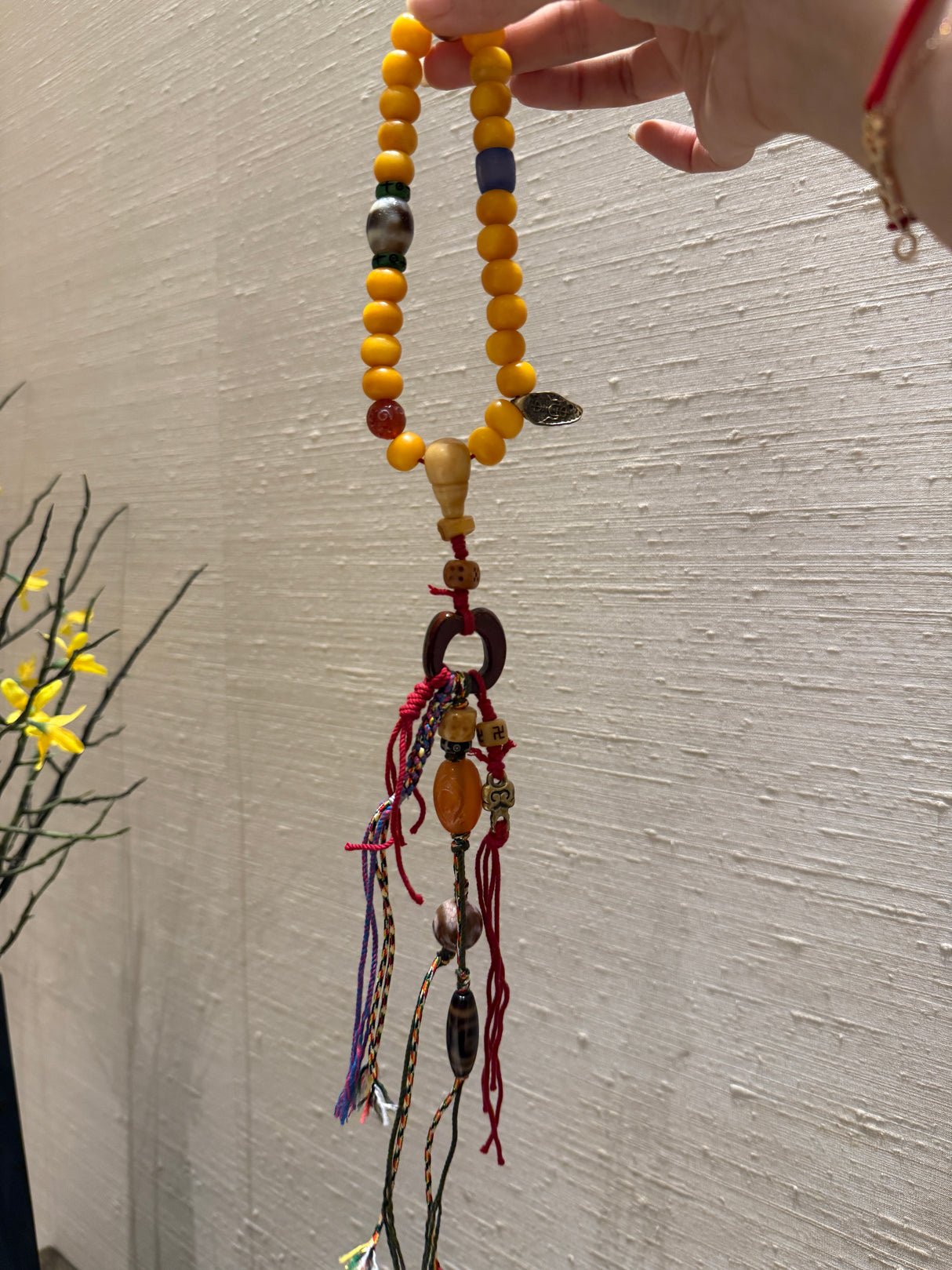 Auspicious Agate and Amber Tibetan Prayer Mala