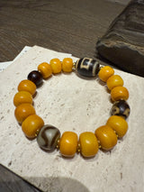 Tibetan Amber & Dzi Bead Bracelet