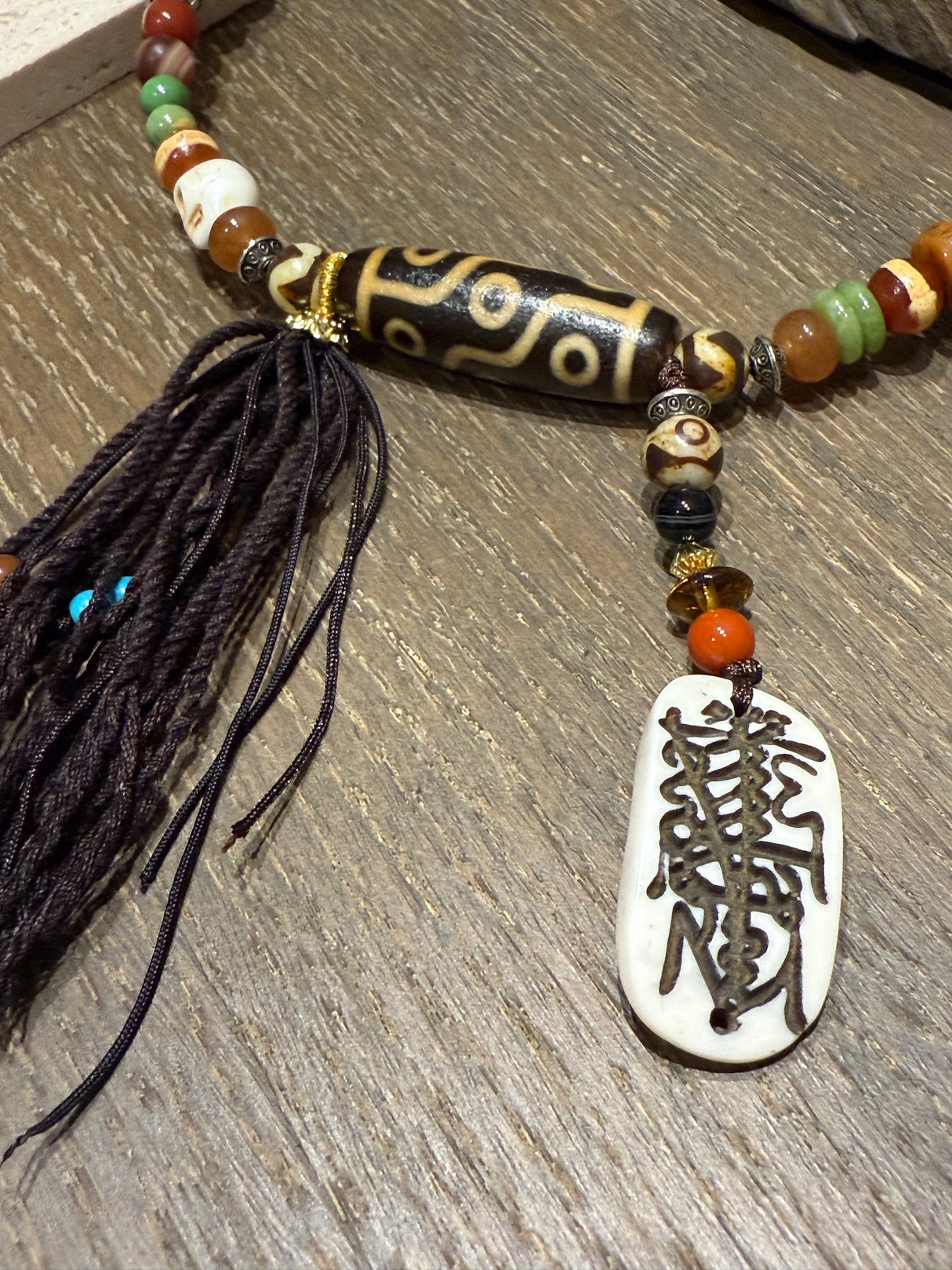 Tibetan - Style Multi - Material Beaded Necklace