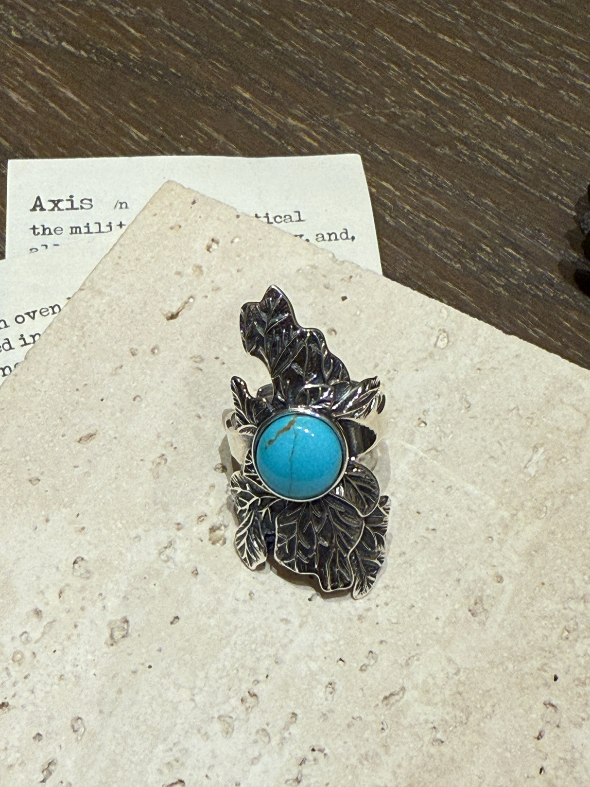 Vitality&Good fortune—Turquoise-Inlaid Vine Ring