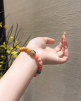 Tibetan - Style Agate and Ox Bone Bracelet