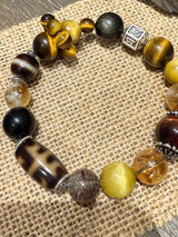 Wealth Magnet – Tiger Eye, Dzi Bead & Rutilated Quartz Bracelet