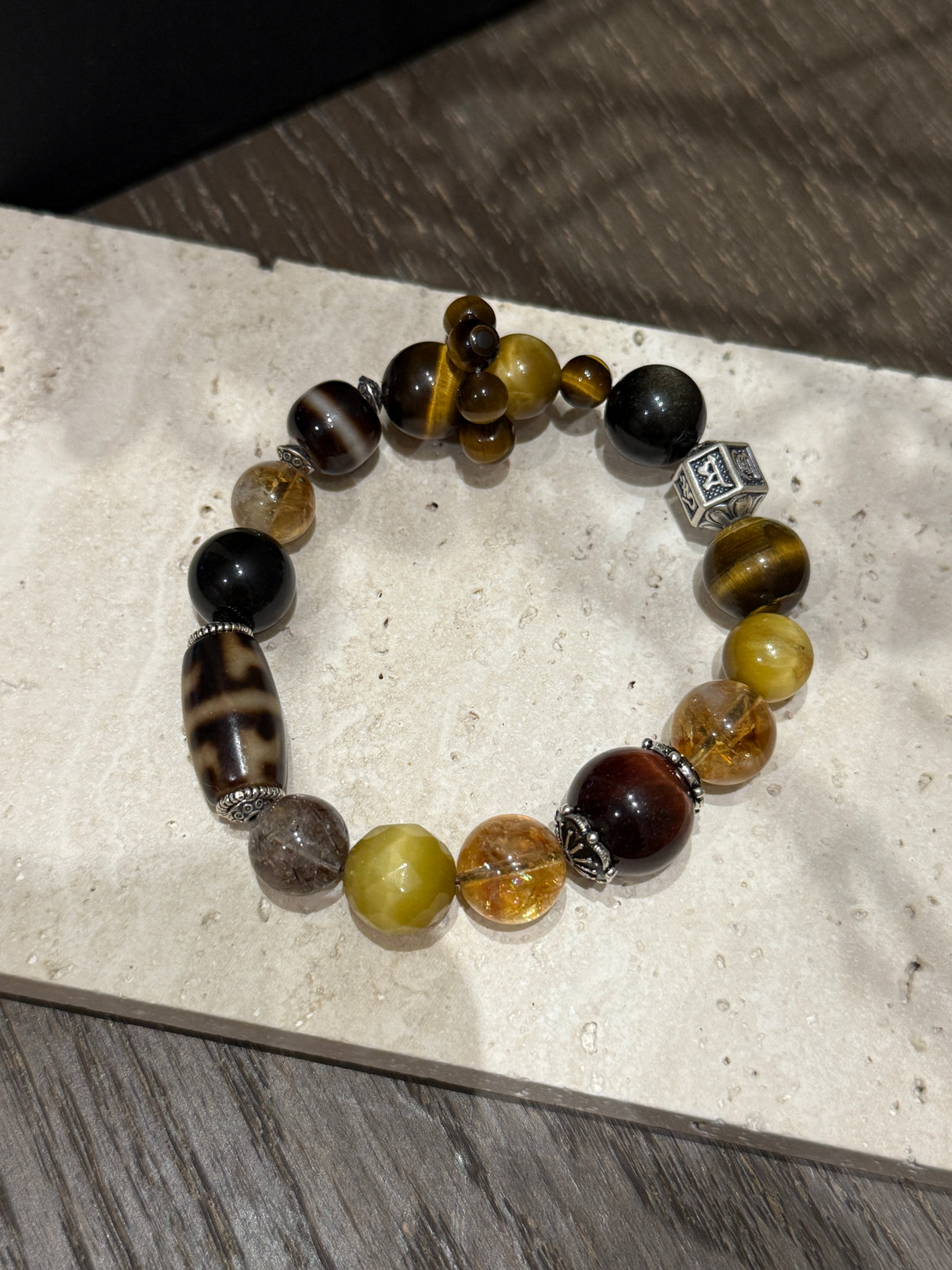 Wealth Magnet – Tiger Eye, Dzi Bead & Rutilated Quartz Bracelet