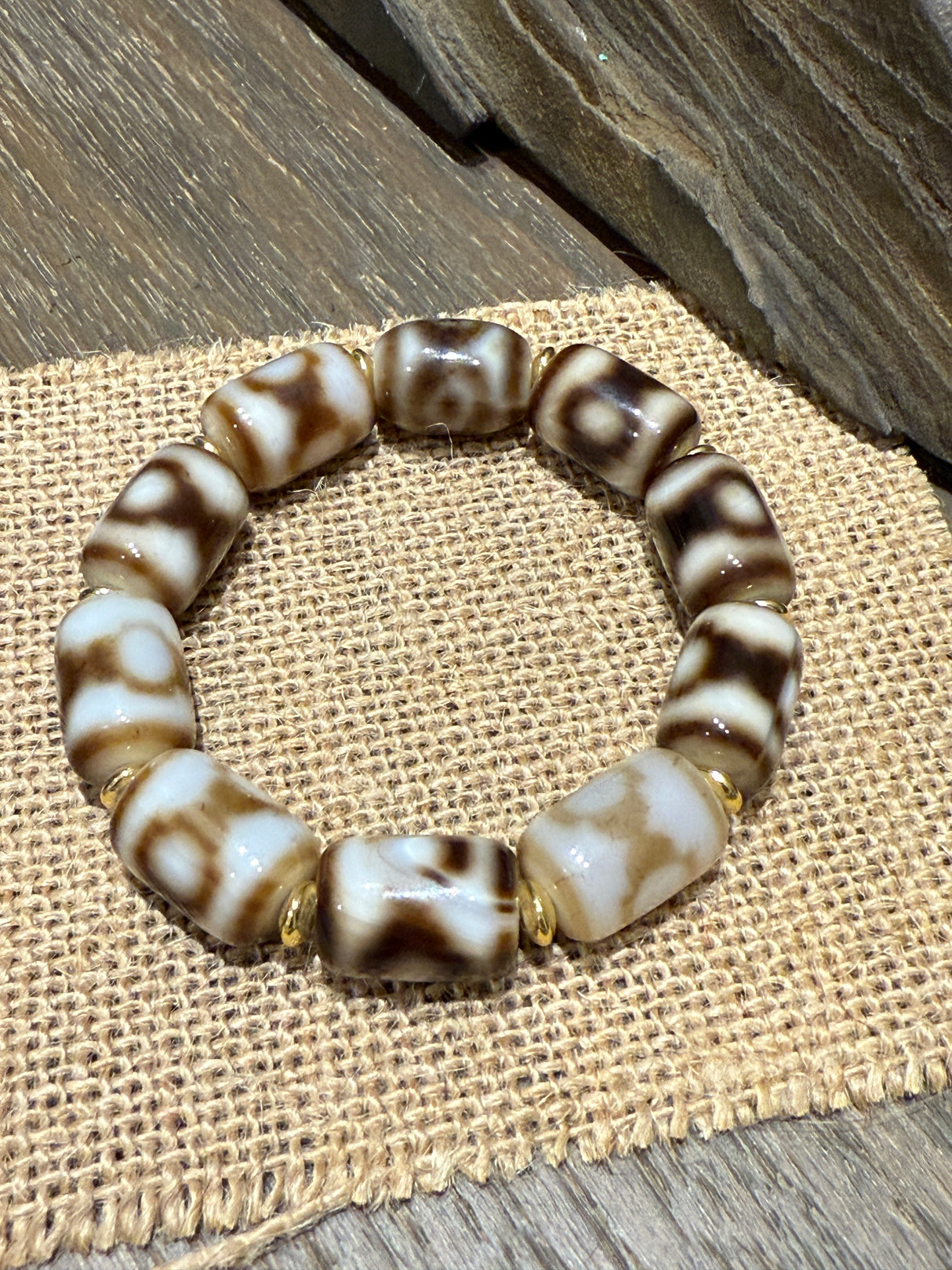 Tibetan - Style Agate Dzi - Inspired Bracelet