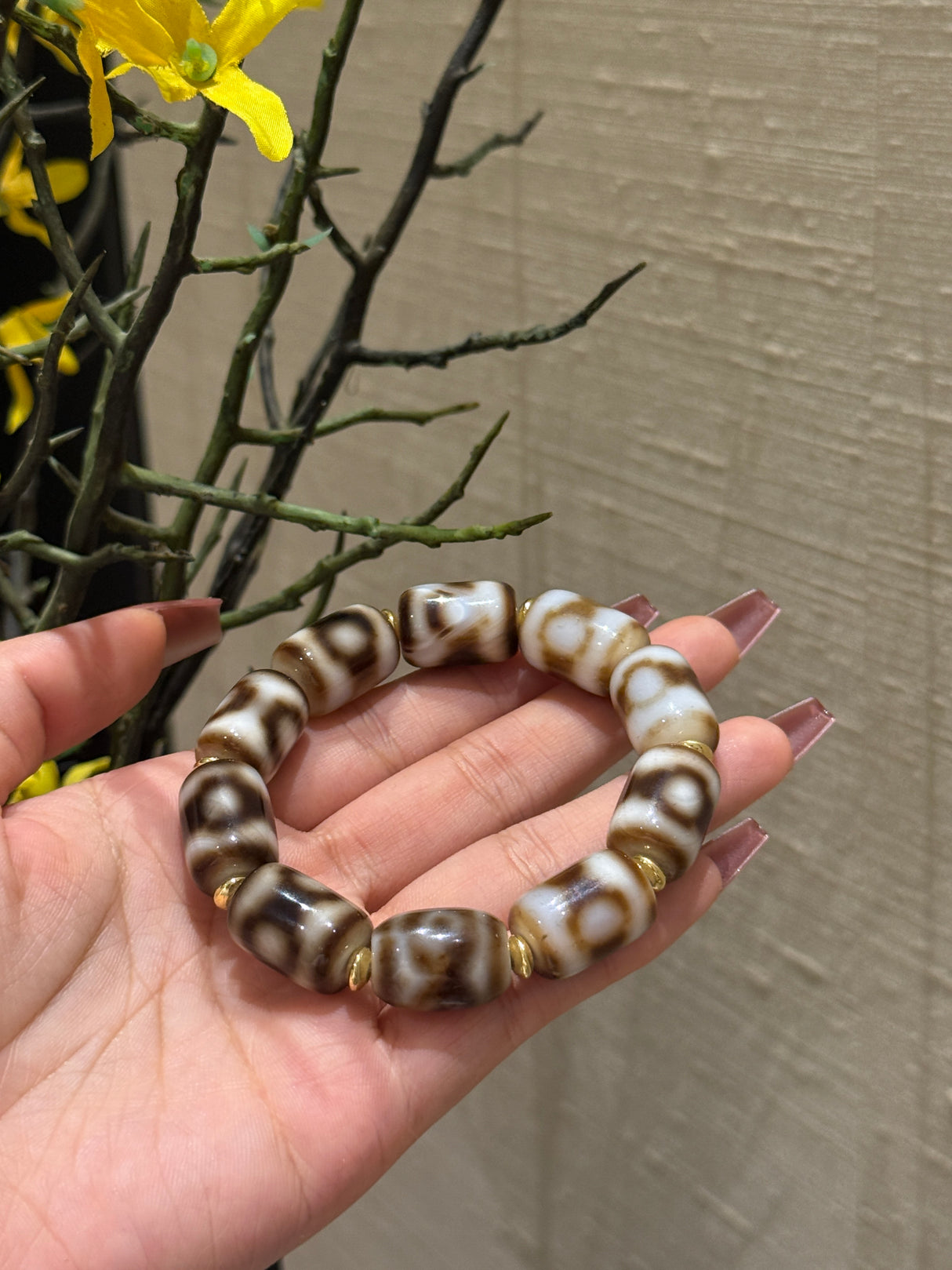 Tibetan - Style Agate Dzi - Inspired Bracelet