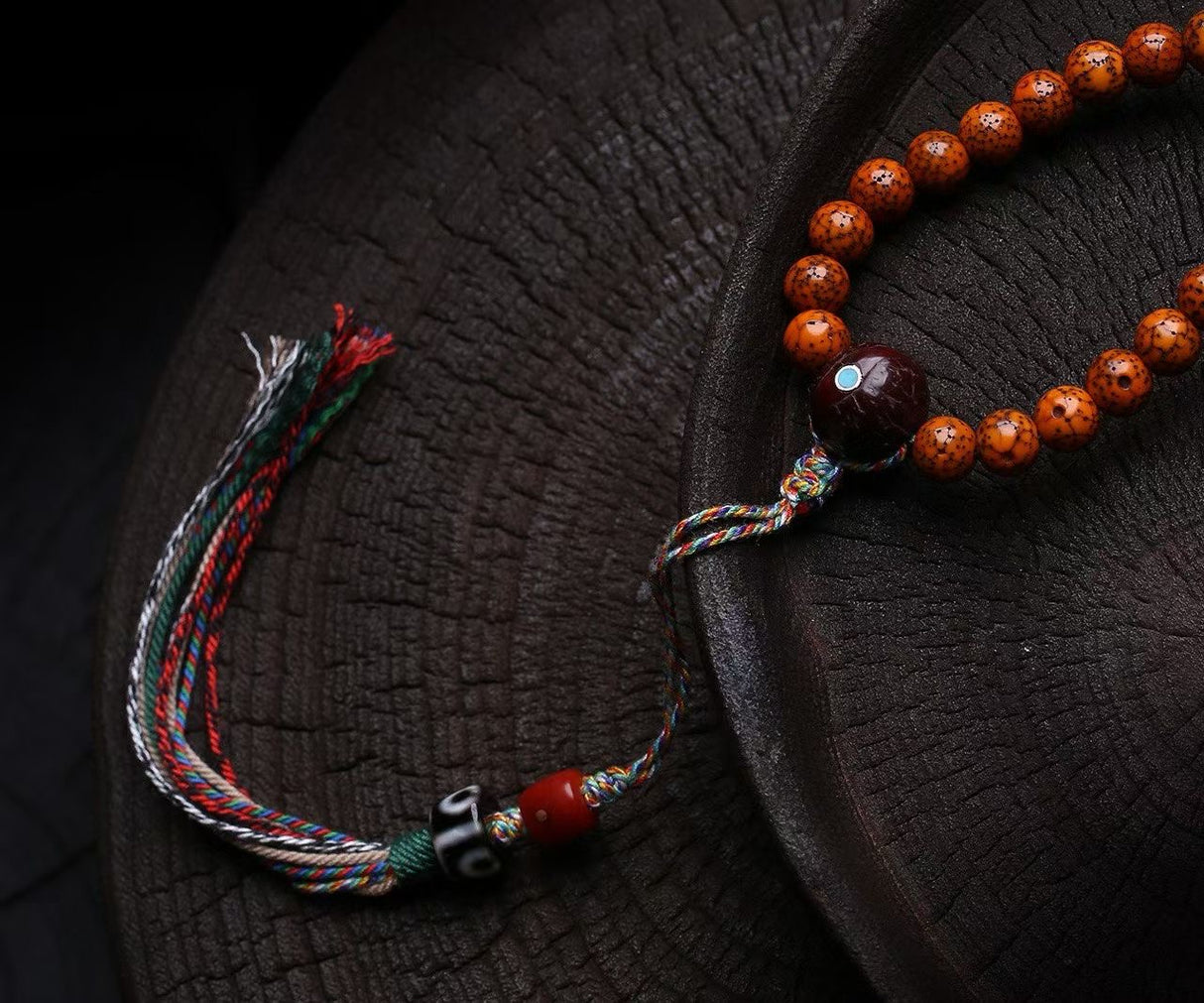 Ancient MoonStars Bodhi Mala with Dzi & Bovine Bone Accents