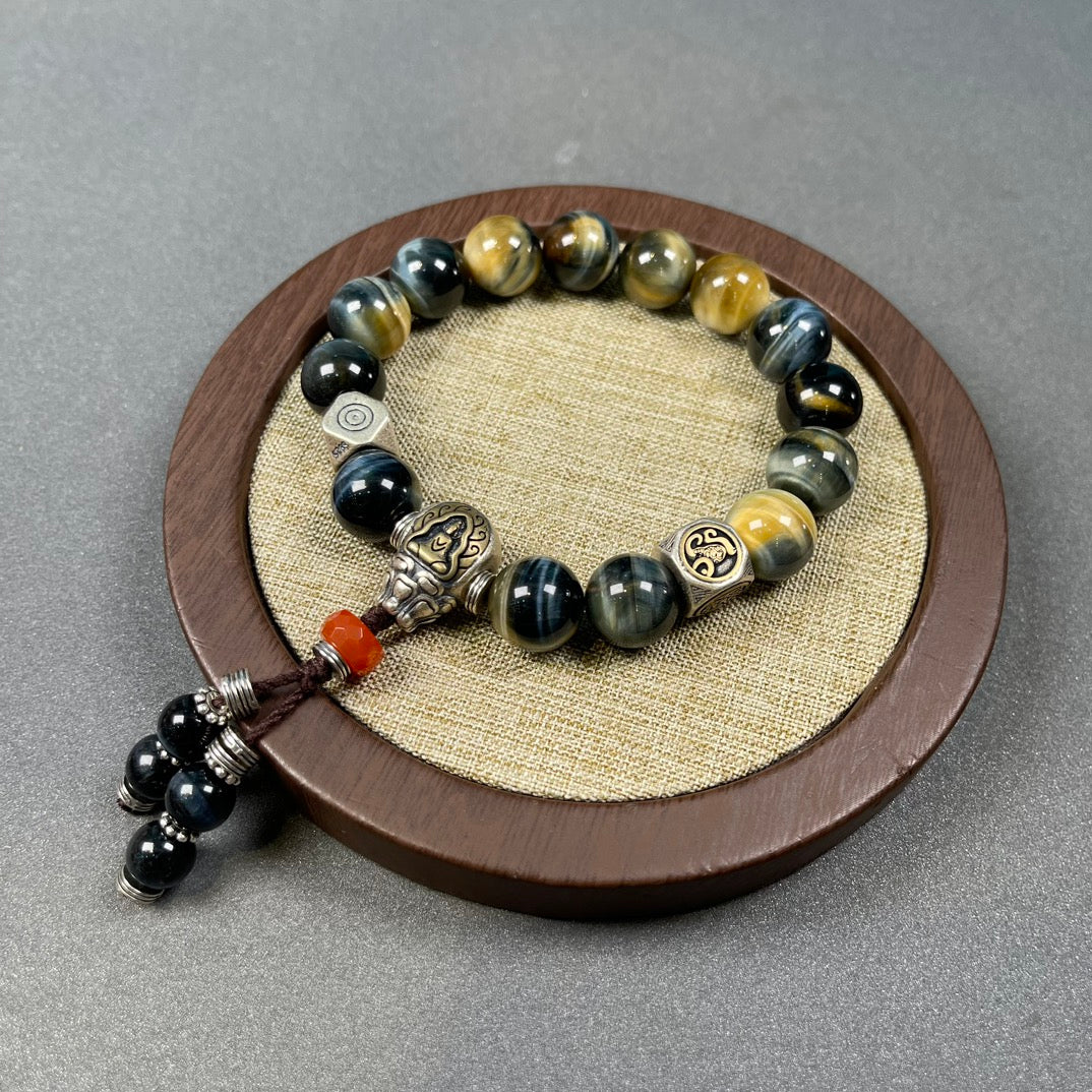 Mystic Tiger Eye Bracelet with Trikaya Buddha Guru Bead – Protection & Clarity