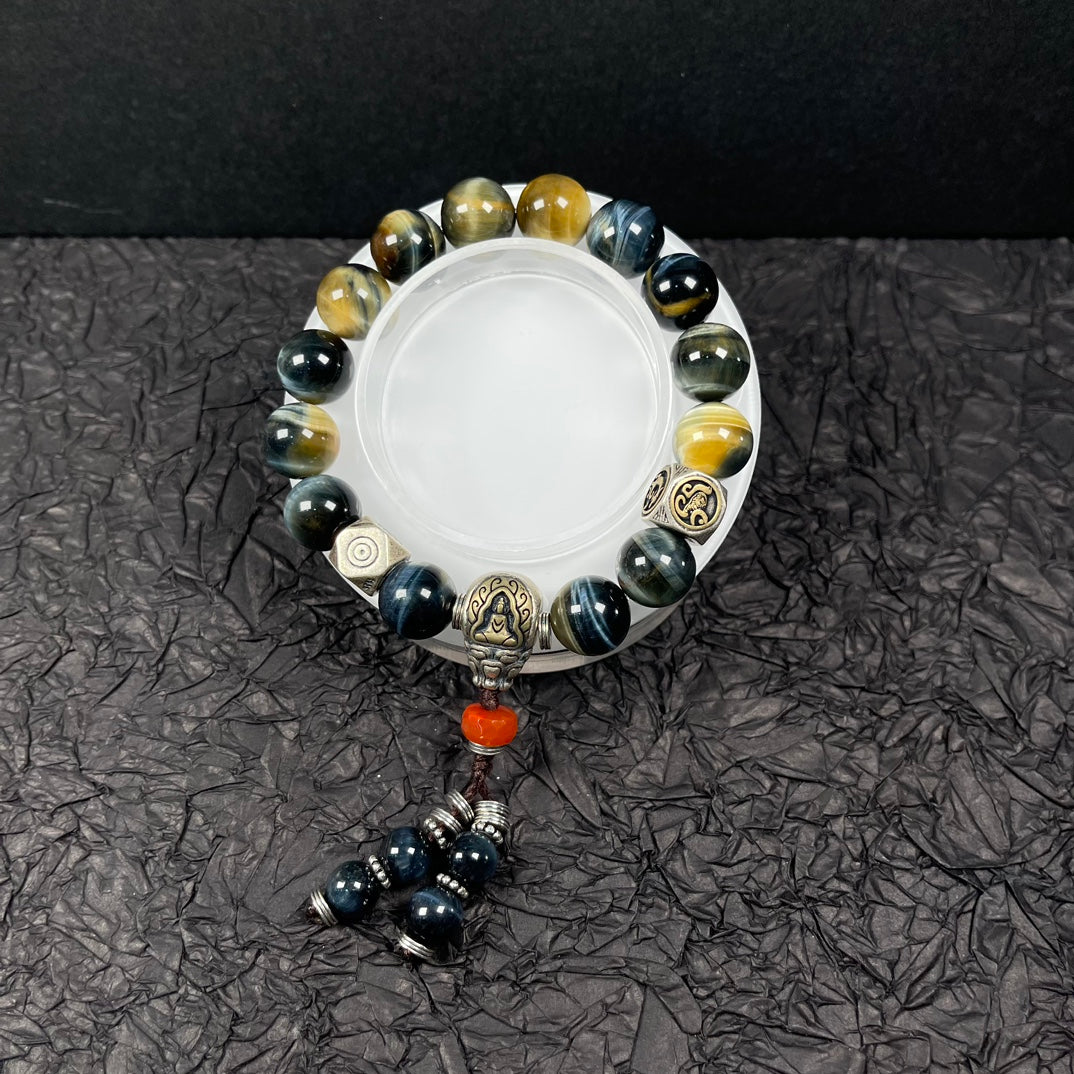 Mystic Tiger Eye Bracelet with Trikaya Buddha Guru Bead – Protection & Clarity