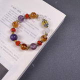 Elevate Your Energy – Amethyst & Silver Lotus Mantra Bracelet