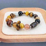 Wealth Magnet – Tiger Eye, Dzi Stone & Rutilated Quartz Bracelet