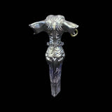 Guardian Cat Dagger Pendant – S925 Sterling Silver & Raw Amethyst Talisman