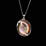 Red Druzy Zodiac Pendant Necklace – Handcrafted Birthstone Jewelry  12 Constellations & Sterling Silver Accents
