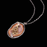 Red Druzy Zodiac Pendant Necklace – Handcrafted Birthstone Jewelry  12 Constellations & Sterling Silver Accents