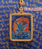 Brass Tibetan Treasure 'Three Lifetimes' Rectangular Tsa-Tsa Blue Thangka Collection