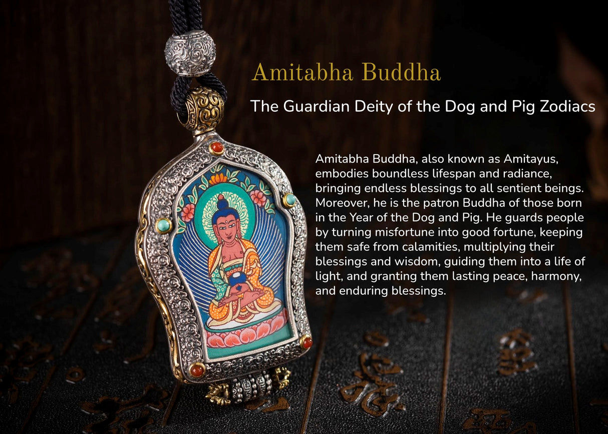 Hand-Painted Black and Gold Thangka