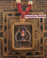 Brass 'Baoxin' Manjushri Small Rectangle 3x4cm Black Thangka Tsa-Tsa Pendant