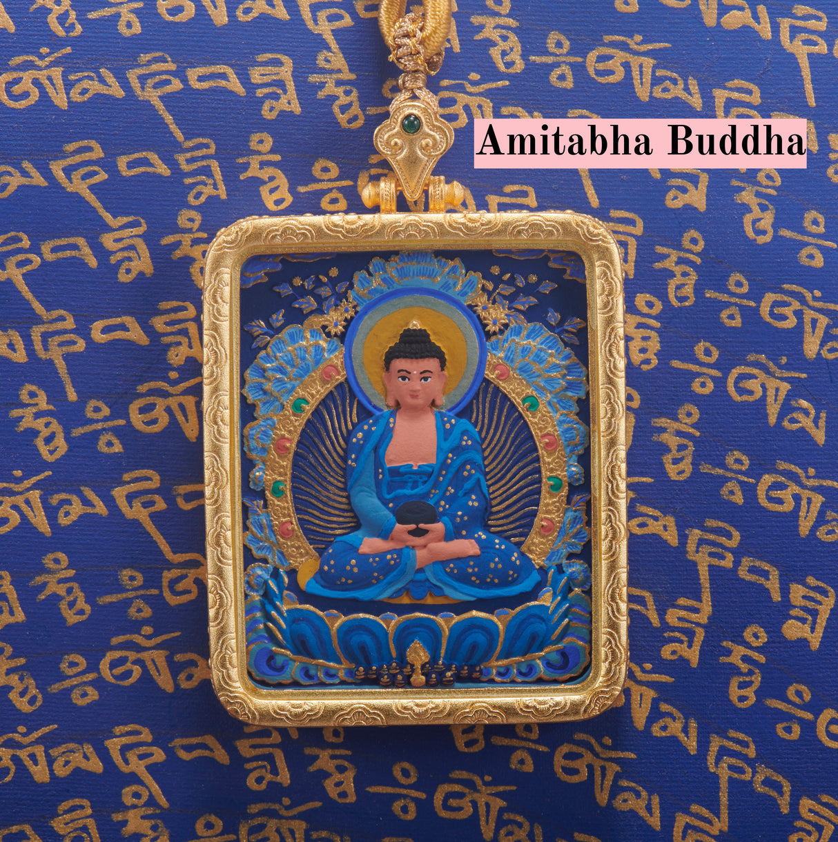 Brass Tibetan Treasure 'Three Lifetimes' Rectangular Tsa-Tsa Blue Thangka Collection