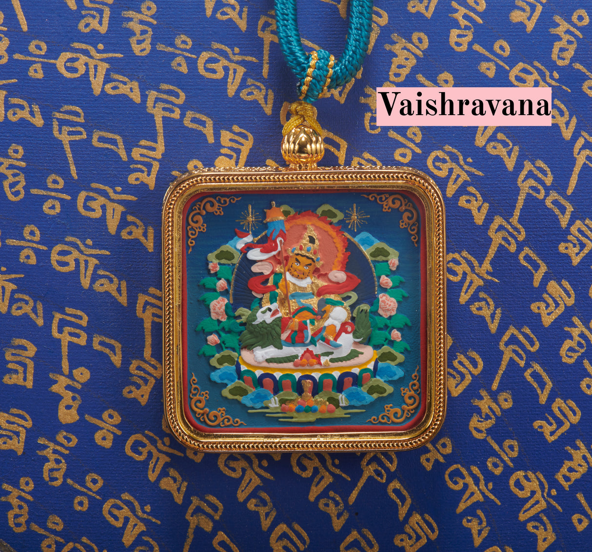 Brass 'Baokan' Manjushri Square 4x4cm Color-Painted Tsa-Tsa Shrine Case