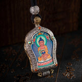 Hand-Painted Black and Gold Thangka
