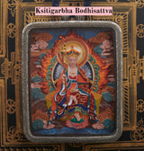 White Copper Tibetan Treasure Scrollwork Tsa-Tsa Thangka Pendant