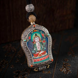 Hand-Painted Black and Gold Thangka