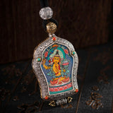 Hand-Painted Black and Gold Thangka
